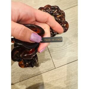 Italian Tortoiseshell Chunky Resin Chain Necklace Statement Made in Italy 20”